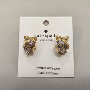 NWT Kate Spade Gold-Tone Pave Clear Present Stud Earrings
